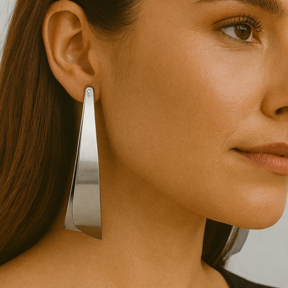 Paparazzi Silver Geometric Folded Earrings –‎ Modern Minimalist Dangles